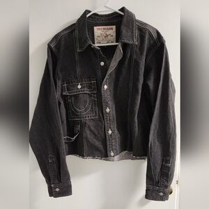 True Religion Black Denim Jacket, Size S